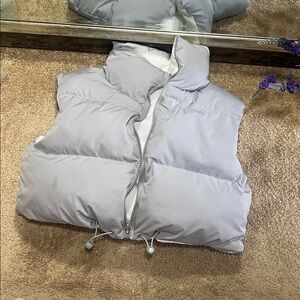 SHEIN REVERSIBLE White/Gray Puffer Vest